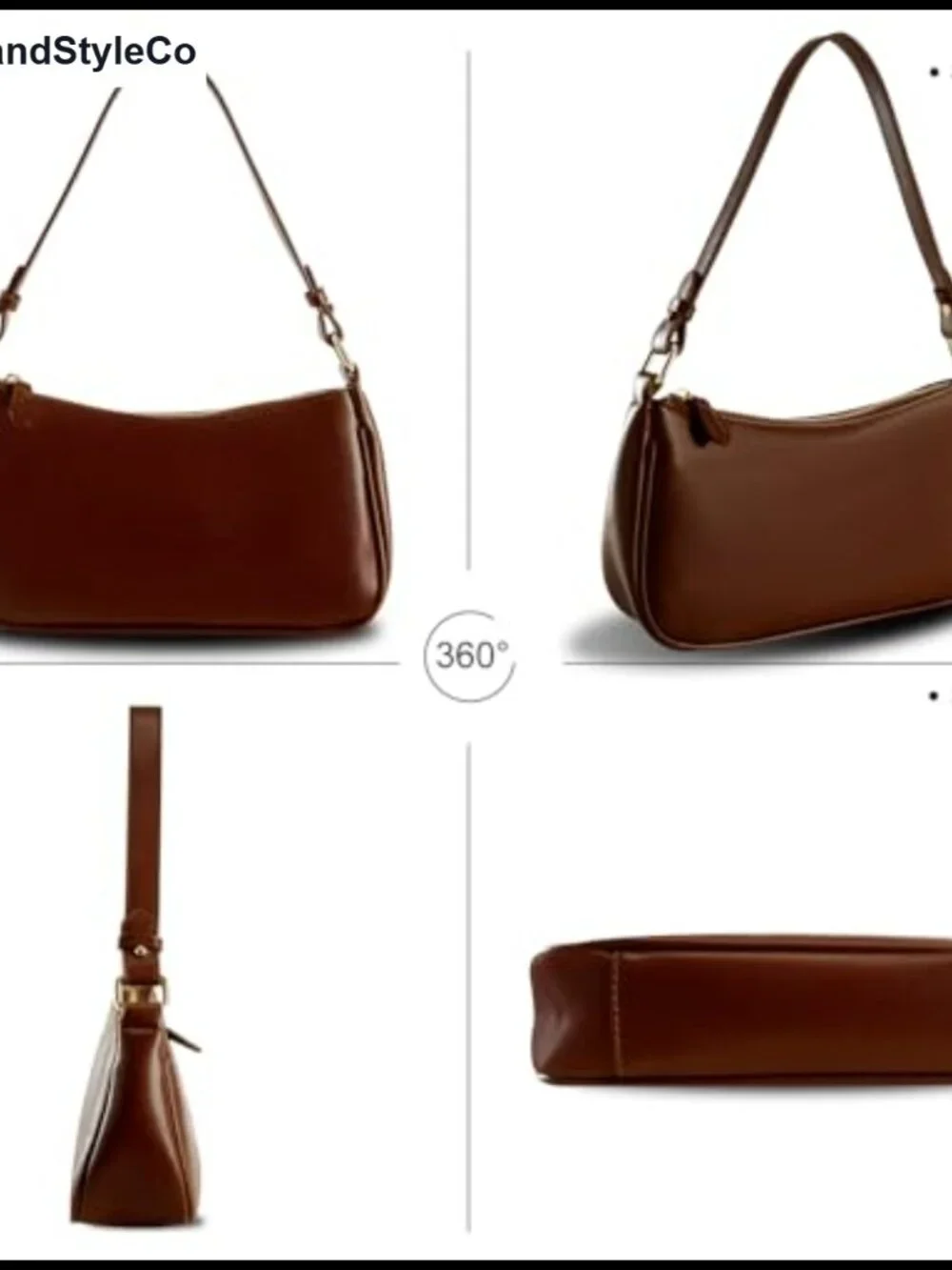 Faux Leather Hobo Shoulder Bag with 2 Removable Straps & Zipper Closure